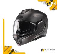 Casco moto modulare HJC i100 SOLID SEMI FLAT TITANIUM Nero Opaco Grigio - XXL