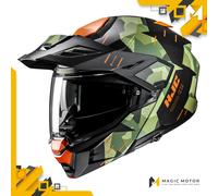 Casco moto modulare HJC i80 ROKI MC47SF Grigio Opaco Arancione Verde - L