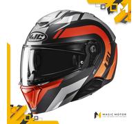 Casco moto modulare HJC i91 ARVEN MC6HSF Grigio Opaco Arancione Argento Nero - M