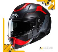 Casco moto modulare HJC i91 CARST MC1SF Nero Opaco Argento Grigio Rosso - XXL