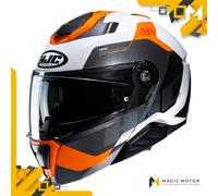 Casco moto modulare HJC i91 CARST MC7 Bianco Lucido Arancione Grigio Nero - M