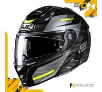 Casco moto modulare HJC i91 DUSK MC3H Neon Lucido Giallo Nero Argento - M