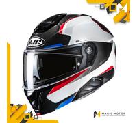 Casco moto modulare HJC i91 FELIO MC21 Bianco Lucido Blu Rosso Nero - XL