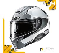 Casco moto modulare HJC i91 FELIO MC5 Bianco Lucido Argento Nero - M