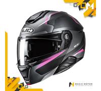 Casco moto modulare HJC i91 FELIO MC8SF Argento Opaco Grigio Rosa Nero - XS