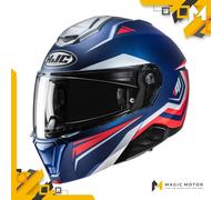Casco moto modulare HJC i91 TRICUS MC21SF Blu Opaco Argento Rosso - XXL