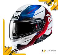 Casco moto modulare HJC RPHA 91 BLAT MC21 Bianco Lucido Rosso Blu - XL