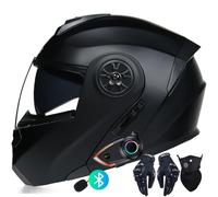 Casco Moto modulare Integrato Bluetooth Casco apribile Moto con Doppia Anti-Fog Visiera Casco Integrale Omologato DOT/ECE Ventilazione per Uomo Donna 55~62cm