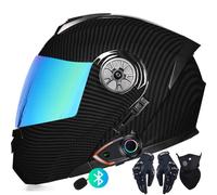 Casco Moto modulare Integrato Bluetooth Casco apribile Moto con Doppia Anti-Fog Visiera Casco Integrale Omologato DOT/ECE Ventilazione per Uomo Donna 55~62cm