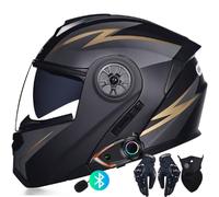 Casco Moto modulare Integrato Bluetooth Casco apribile Moto con Doppia Anti-Fog Visiera Casco Integrale Omologato DOT/ECE Ventilazione per Uomo Donna 55~62cm
