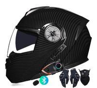 Casco Moto modulare Integrato Bluetooth Casco apribile Moto con Doppia Anti-Fog Visiera Casco Integrale Omologato DOT/ECE Ventilazione per Uomo Donna 55~62cm