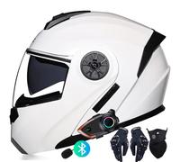 Casco Moto modulare Integrato Bluetooth Casco apribile Moto con Doppia Anti-Fog Visiera Casco Integrale Omologato DOT/ECE Ventilazione per Uomo Donna 55~62cm