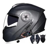 Casco Moto modulare Integrato Bluetooth Casco apribile Moto con Doppia Anti-Fog Visiera Casco Integrale Omologato DOT/ECE Ventilazione per Uomo Donna 55~62cm