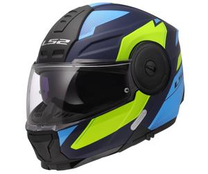 Casco moto modulare LS2 FF902 Scope II Duria blu-giallo fluo L