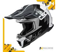 Casco moto off road HJC C50 PRIMAL MC5 Grigio Lucido Argento Bianco Nero - S