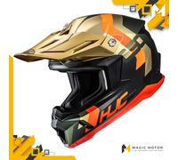 Casco moto off road HJC C50 PRIMAL MC6HSF Arancione Opaco Oro Nero - S