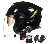 Casco Moto Open Face Bluetooth ECE 22.06 con Luce di Avvertimento D,54-62cm