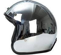 Casco Moto Retro, Stile Tedesco Specchio Argento Cromato Casco Moto 3/4 Vintage Aperto, Scooter Pilota da Strada Crusier Ciclomotore Caschi Moto Elettrici Estate (Size : S=(55-56cm))