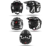 CASCO MOTO UFO JET SHERATAN TRIAL SCOOTER NERO LUCIDO VISIERA FUMÈ A SCOMPARSA