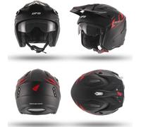 CASCO MOTO UFO JET SHERATAN TRIAL SCOOTER NERO OPACO VISIERA FUME
