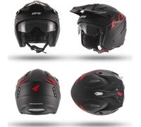 CASCO MOTO UFO JET SHERATAN TRIAL SCOOTER NERO OPACO VISIERA FUMÈ A SCOMPARSA