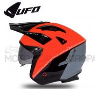 Casco moto UFO Jet Sheratan Trial Scooter Visiera fumè a scomparsa NERO ARANCIO