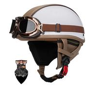 Casco Moto Vintage Semi-Aperto in ABS con Collare Rimovibile - Casco Scodella Leggero per Scooter/Cruiser, Fodera in Traspirante, EPS Antishock, Fibbia Rapida Unisex 55-64cm