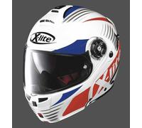 Casco Moto X-Lite X-1004 Nordhelle Metal Bianco/Blu/Rosso 19 Modulare/Flip Up