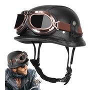 Casco Motociclista Stile Tedesco, Mezzo Casco Con Visiera Per Moto, Semi-Aperto Con Visiera Retrattile, Da Moto Leggero Per Guida, Parziale Con Protezione Per La Testa Adulti