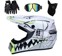 Casco Motocross Caschi Cross Per Adulti Bambini ATV Casco Integrale MTB Certificato DOT con Occhiali Maschera Guanti(D4,L(56-57cm))