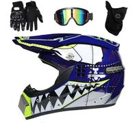 Casco Motocross Caschi Cross Per Adulti Bambini ATV Casco Integrale MTB Certificato DOT con Occhiali Maschera Guanti(A1,L(56-57cm))