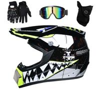 Casco Motocross Caschi Cross Per Adulti Bambini ATV Casco Integrale MTB Certificato DOT con Occhiali Maschera Guanti(B2,M(54-55cm))