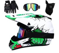 Casco Motocross Caschi Cross Per Adulti Bambini ATV Casco Integrale MTB Certificato DOT con Occhiali Maschera Guanti(E5,L(56-57cm))