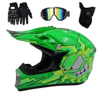 Casco Motocross Caschi Cross Per Adulti Bambini ATV Casco Integrale MTB Certificato DOT con Occhiali Maschera Guanti(H8,S(52-53cm))
