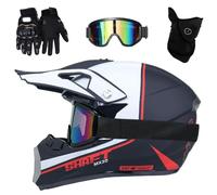Casco Motocross Caschi Cross Per Adulti Bambini ATV Casco Integrale MTB Certificato DOT con Occhiali Maschera Guanti(G7,M(54-55cm))