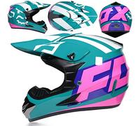 Casco Motocross con Occhiali UV Maschera Guanti Casco Moto Integrale Certificato DOT/ECE Dirt Bike Caschi Offroad Cruiser e Chopper Caschi MTB Ciclomotore per Uomo Donna,Green/A-S