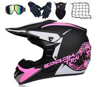 Casco Motocross, Set Casco Moto Cross Bambino, Casco Downhill Enduro Casco Integrale, Casco Off-Road ATV BMX Fuoristrada con Occhiali Guanti Face Mask Passamontagna per Adulti E Gioventù(52~59cm)