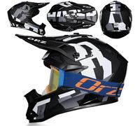 Casco Motocross Uomo Donna - Caschi Off-Road ATV con Occhiali, Casco Moto Full Face DOT, con Imbottitura Rimovibile e Lavabile, per Gare MX, Motoslitta e Dirt Bike,Black1-l (57_58)