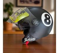 Casco Otto Nero Palla Biliardo Vespa Guzzi Harley Davidson in eco pelle S M L XL