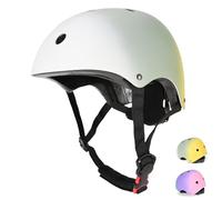 Casco per bambini regolabile, casco da bicicletta per bambini resistente agli urti e agli impatti, 11 prese d'aria, imbottitura in schiuma (Bianco & Il grigio e giallo., S (51-55 cm))