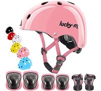 Casco per bambini regolabile con ginocchiere, gomitiere e protezioni per i polsi, set di protezione 7 in 1 per bambini e bambine, per skateboard, bici, scooter, hoverboard e così via.