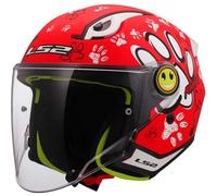Casco per moto Jet Bambini LS2 OF622 FUNNY II PAWS RED