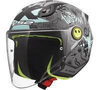 Casco per moto Jet Bambini LS2 OF622 FUNNY II SCRIBBLE Grey Blue