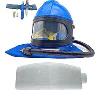 Casco per sabbiatura Casco sicuro per sabbiatura ad aria compressa con cappuccio protettivo per sabbiatura per spalla Dotato di termostato per sabbiatrice 10 PCS lenti esterne