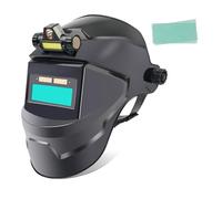 Casco per saldatura ad oscuramento automatico solare, lente LCD True Color con ampia visione, cappuccio per saldatura ventilato per rettifica MIG TIG ARC (#D)