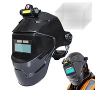 Casco per saldatura - cappuccio per saldatura | maschera per saldatura | scudo viso scuro a energia solare per auto con protezione UV, riduce la fatica, ideale per attività di saldatura interna ed