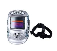 Casco per saldatura con oscuramento automatico blu - Schermo di visualizzazione 93 x 43 mm con 2 sensori e funzionamento ad energia solare per saldatura manuale Saldatura a gas, (Argento)