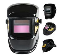 Casco per saldatura oscurante automatico Maschera per saldatore ad energia solare Cappuccio per saldatura regolabile resistente al calore con design ribaltabile a 180°