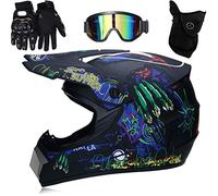 Casco professionale da corsa da motocross, confezione da 4 occhiali da casco, set di guanti di sicurezza per dirt bike off, per adulti, bambini, mountain bike, ciclo
