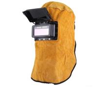 Casco professionale per saldatura solare con lente filtrante oscurante automatica e maschera in pelle bovina con cappuccio che offre isolamento termico e comfort